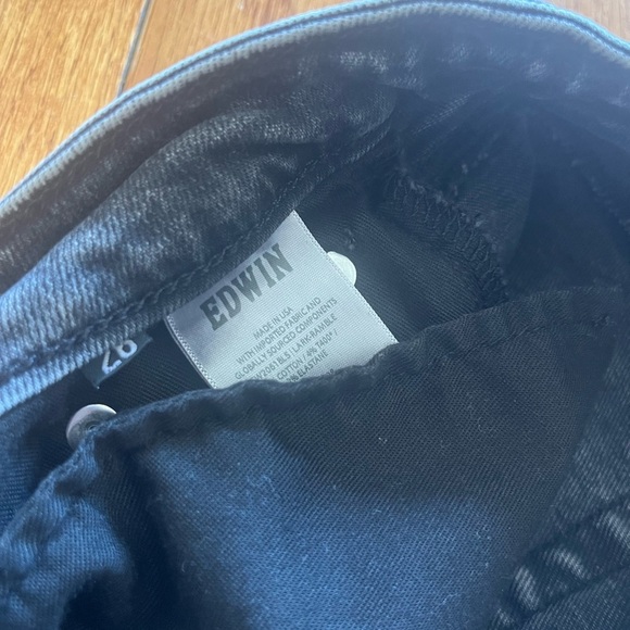 ANTHROPOLOGIE Flare BELL BOTTOMS Jeans Black Denim Boho bootcut y2k Sz 26 Edwin - Picture 4 of 10